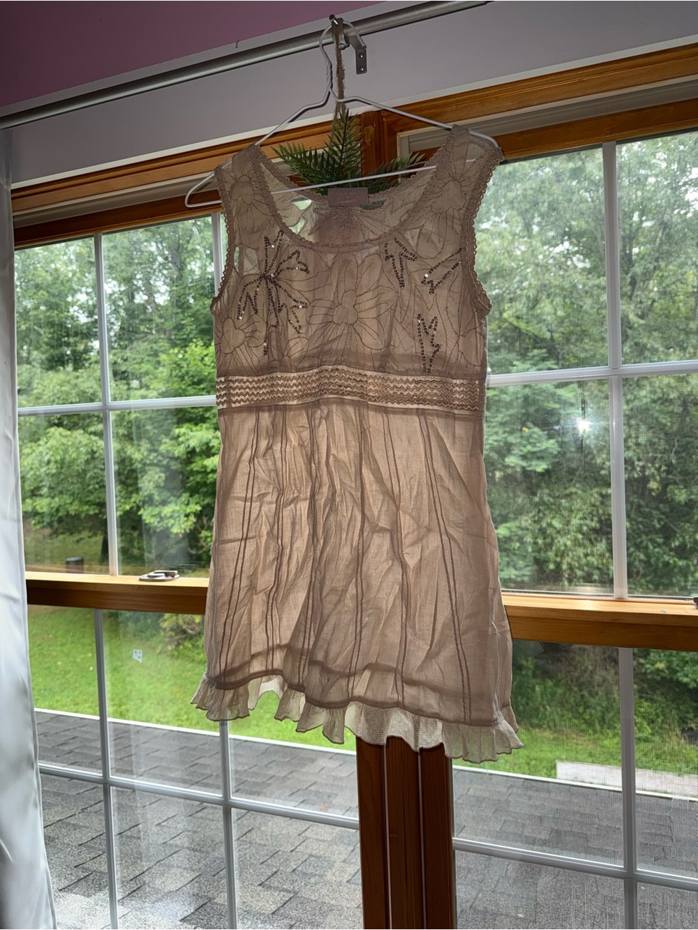 Romeo & Juliet Couture Beige Embroidered Sequin Tunic